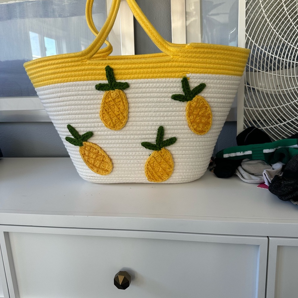 Vibrant Yellow and White Pineapple Tote